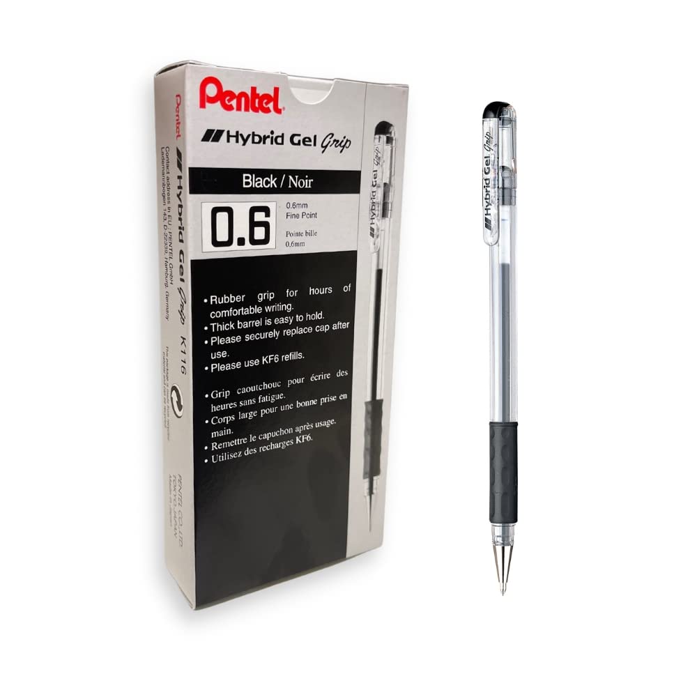 pentel-hybrid-gel-grip-roller-gel-rosso-0-6-mm-confezione-da-12-pezzi image 4