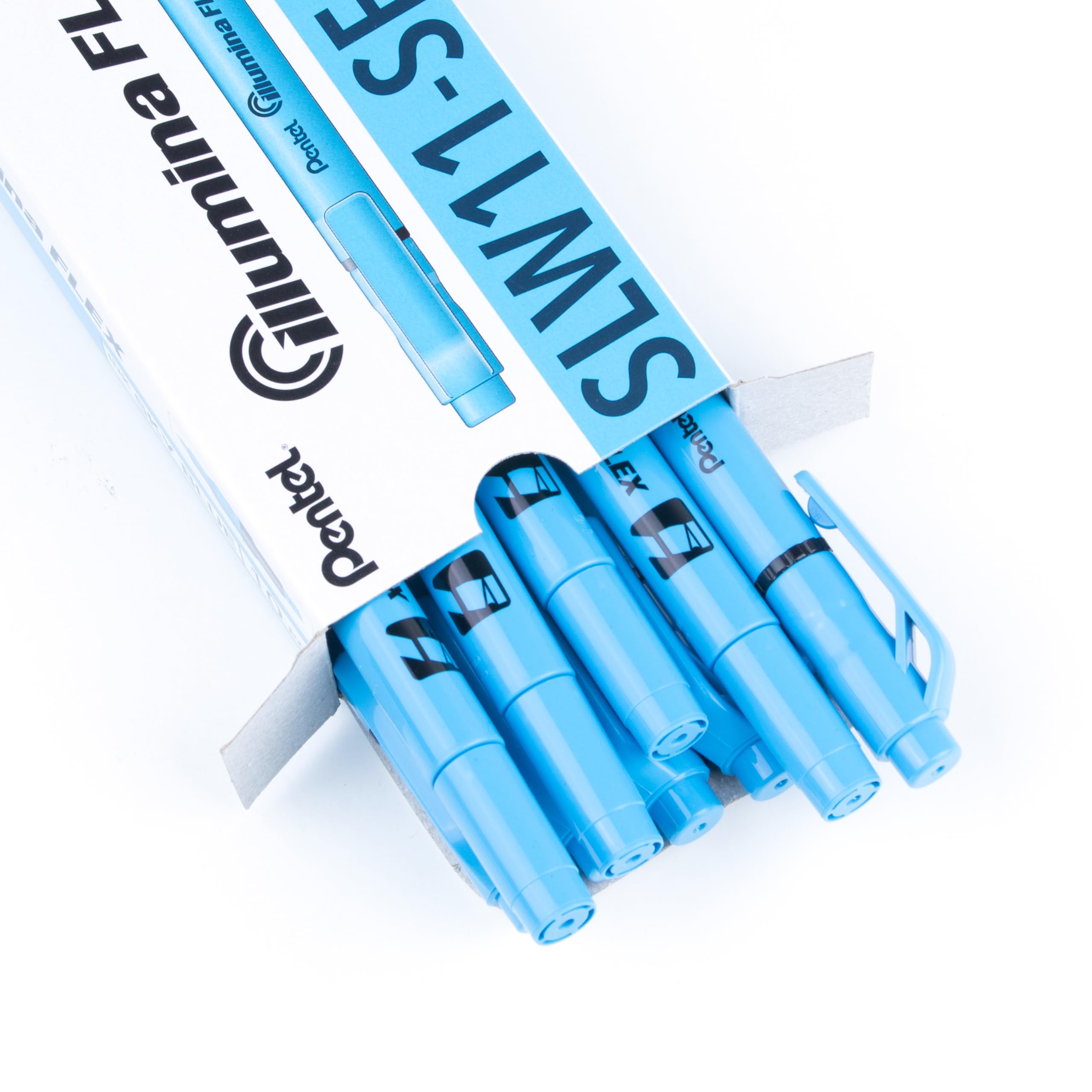 pentel-illumina-flex-slw11-evidenziatore-doppia-punta-flessibile-azzurro-10-pezz image 3
