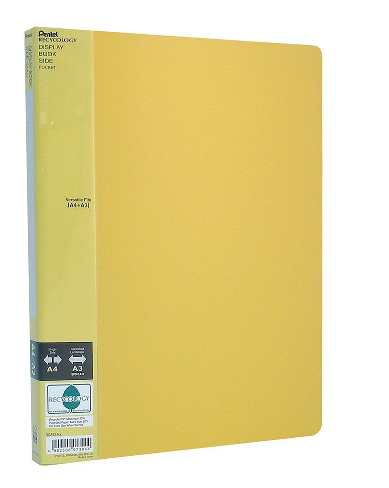 pentel-recycology-dcf644-portalistini-display-book-40-buste-giallo-a4-a3 image 1
