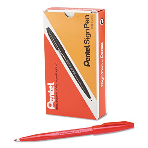 pentel-sign-pen-s520-pennarello-punta-fibra-rosso-confezione-12-pz image 6