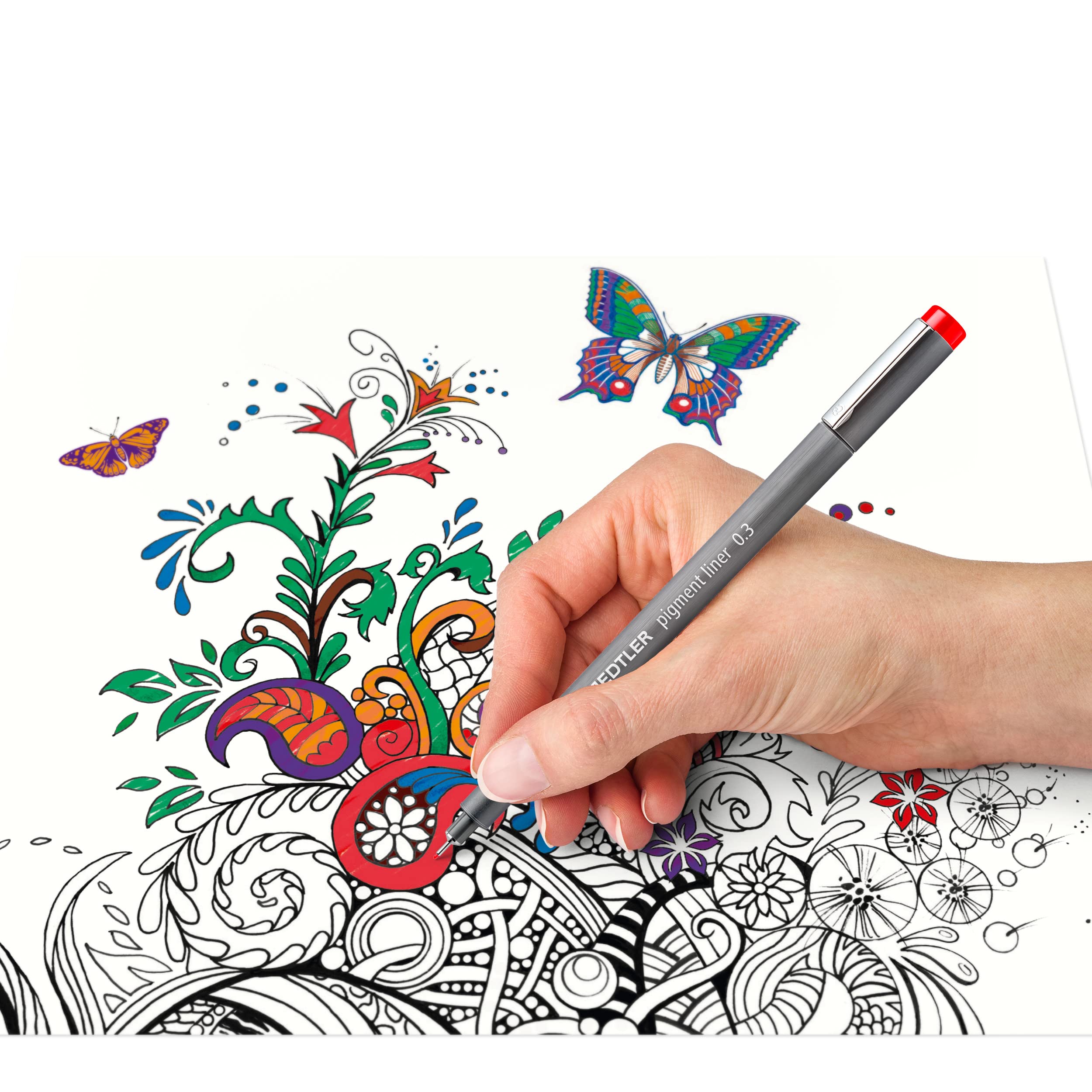 staedtler-pigment-liner-set-10-pezzi-7-neri-multilinea-3-colorati-0-3-mm image 6