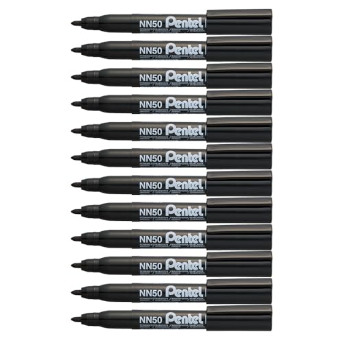 pentel-nn50-green-label-marcatore-permanente-punta-conica-nero-confezione-12-pz image 7