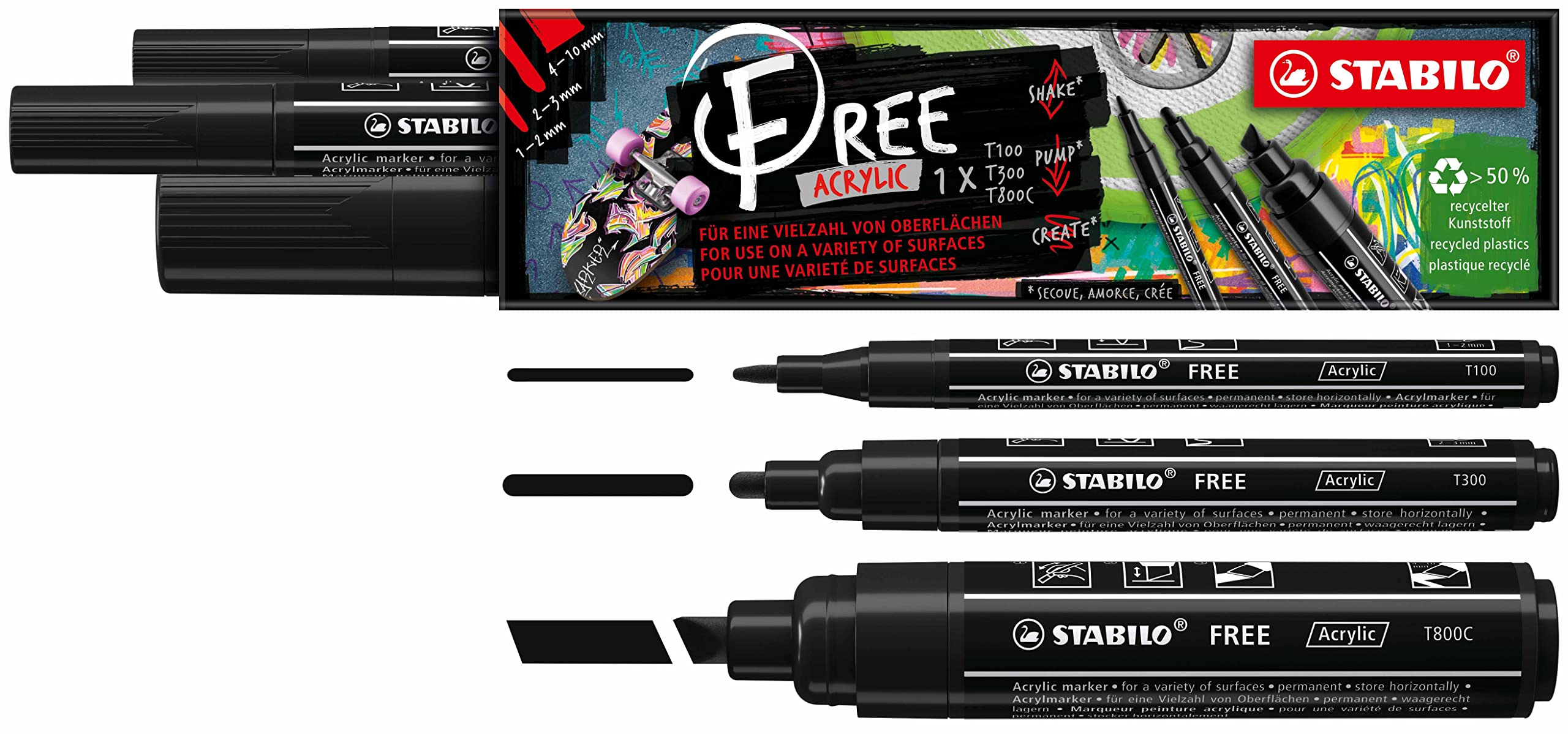 stabilo-free-acrylic-starter-set-marker-acrilico-11-pezzi-4x-t100-5x-t300-2x-t80 image 7