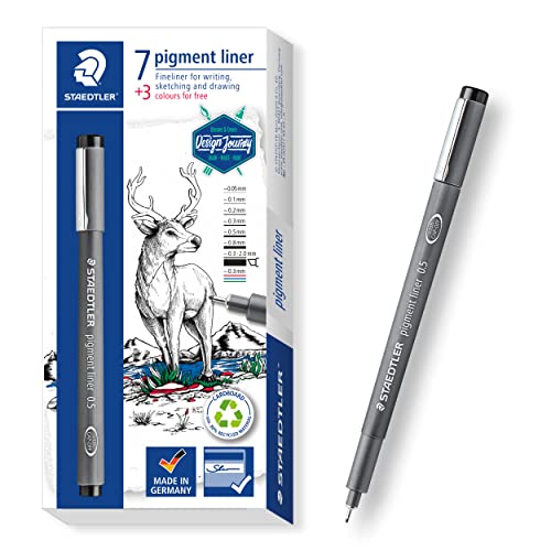 staedtler-pigment-liner-set-10-pezzi-7-neri-multilinea-3-colorati-0-3-mm image 7