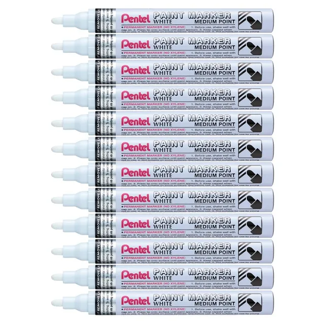 pentel-mmp10-paint-marker-punta-media-4-5-mm-bianco-12-pz image 1
