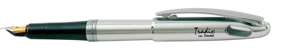 pentel-tradio-trf-elenance-stilografica-punta-media-argento-lucido image 1