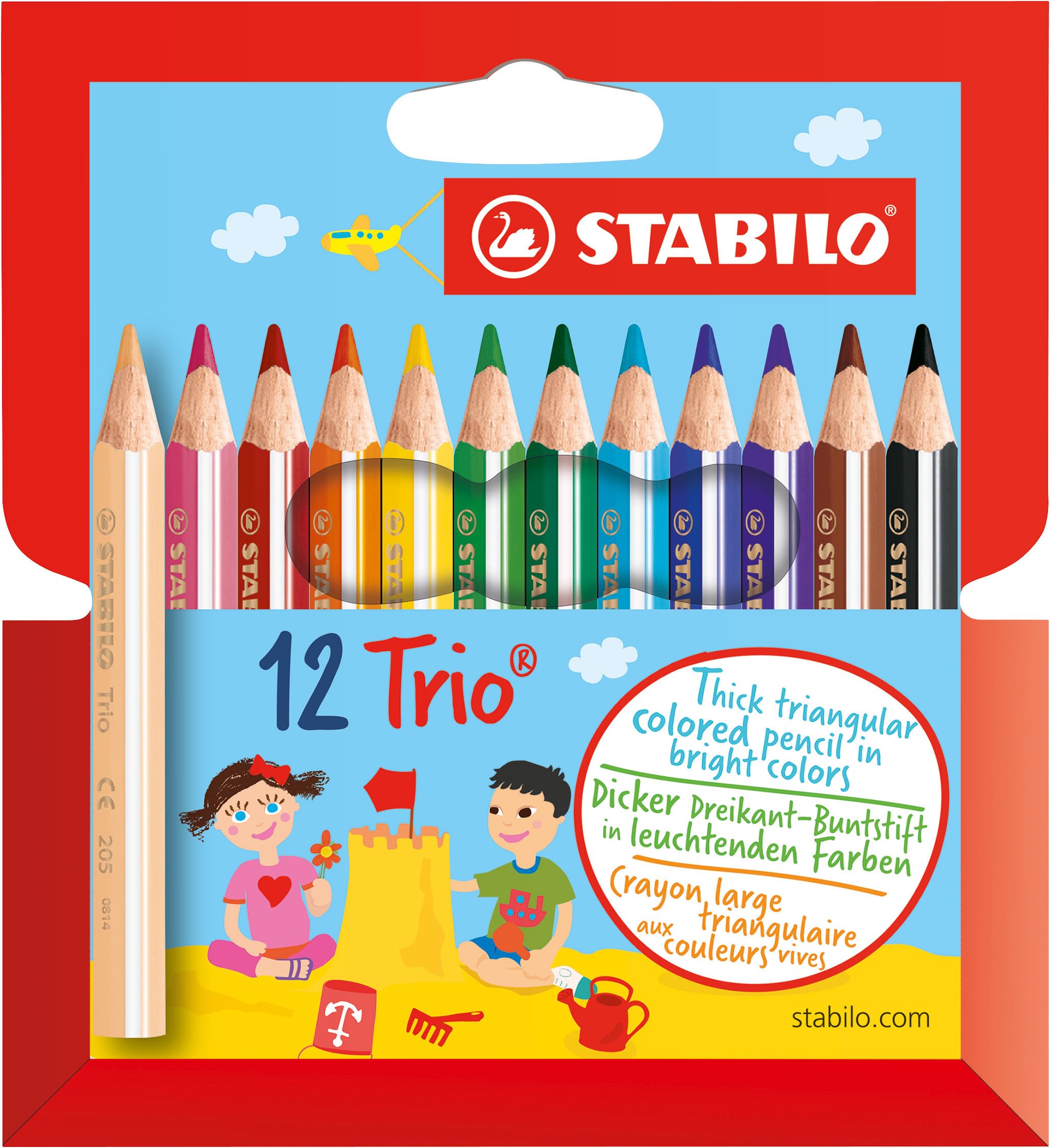 stabilo-trio-thick-matite-colorate-triangolari-corte-astuccio-12-pezzi image 1
