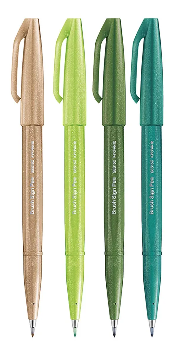 pentel-ses15c-brush-sign-pen-set-4-pezzi-colori-estate-pennarelli-brush image 1