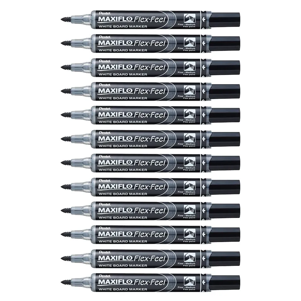 pentel-maxiflo-flex-feel-mwl5sbf-marcatore-lavagna-bianca-nero-12-pezzi image 1