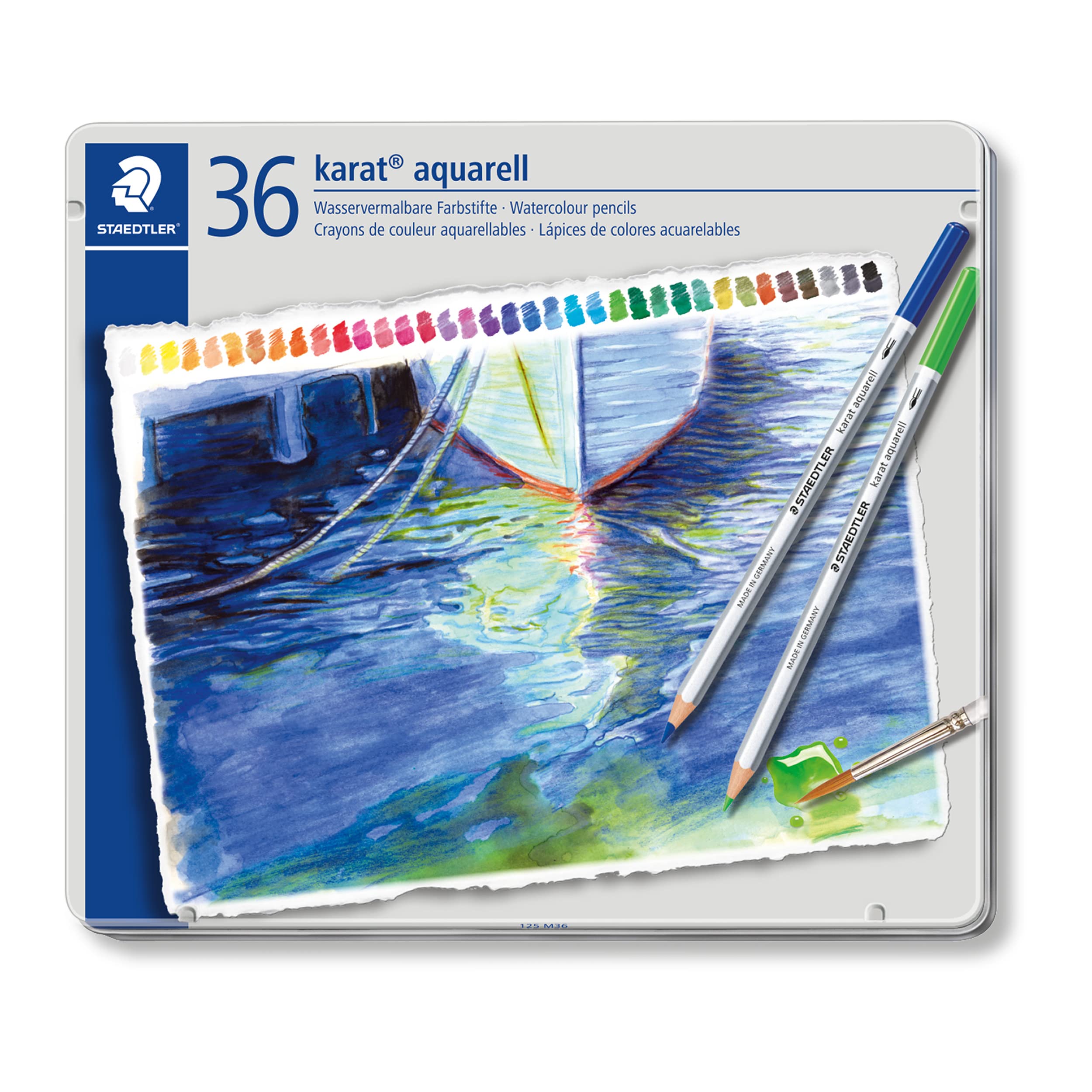 staedtler-karat-set-36-matite-colorate-acquerellabili-in-astuccio-latta image 1