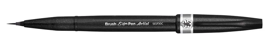 pentel-brush-sign-pen-artist-sesf30-pennarello-punta-pennello-grigio image 1