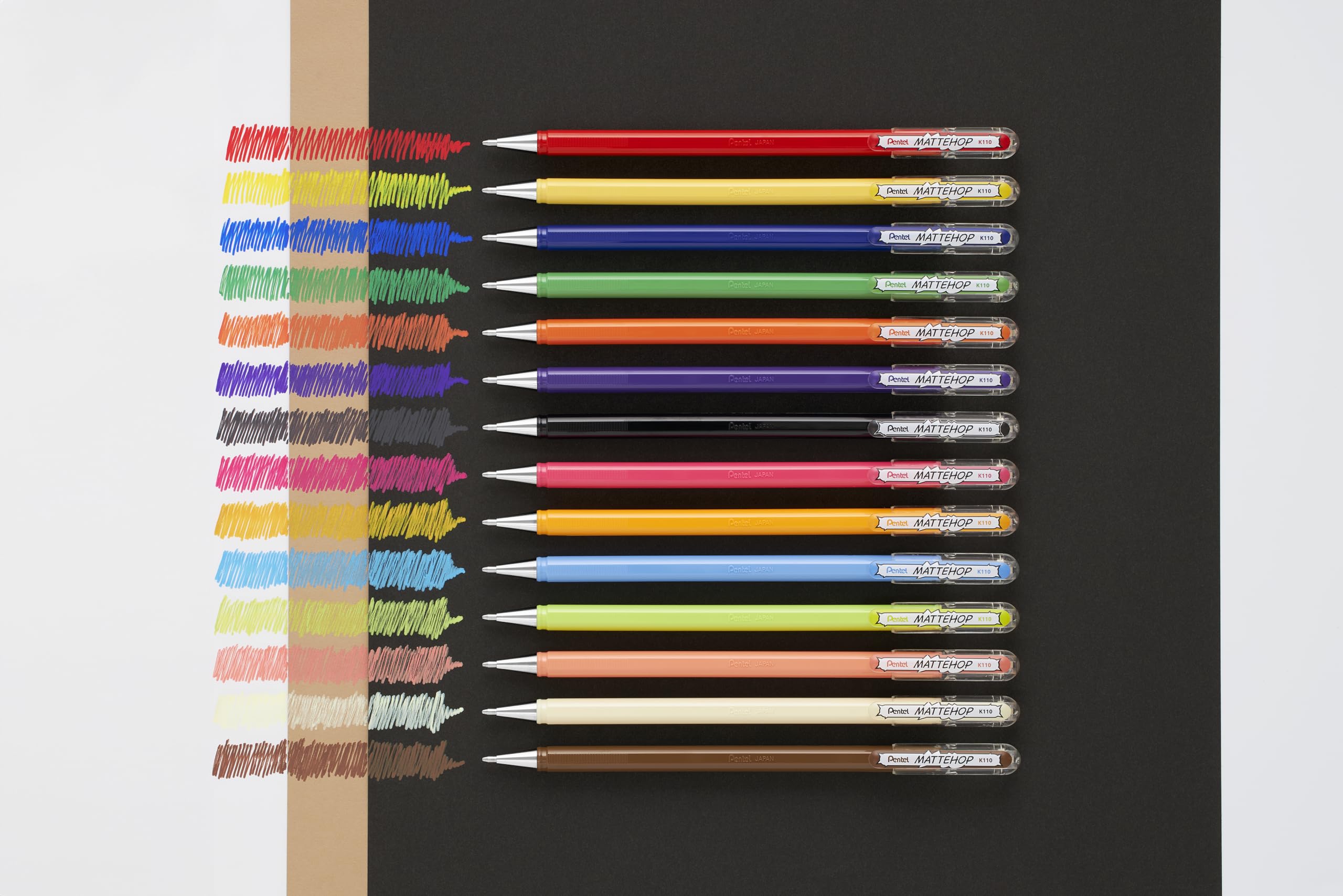 pentel-mattehop-k110-v-roller-gel-opaco-1-0-mm-set-valigetta-14-colori image 4