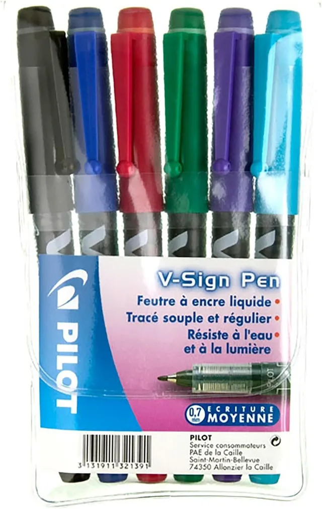 pilot-v-sign-pen-set-6-pennarelli-inchiostro-liquido-punta-media image 1