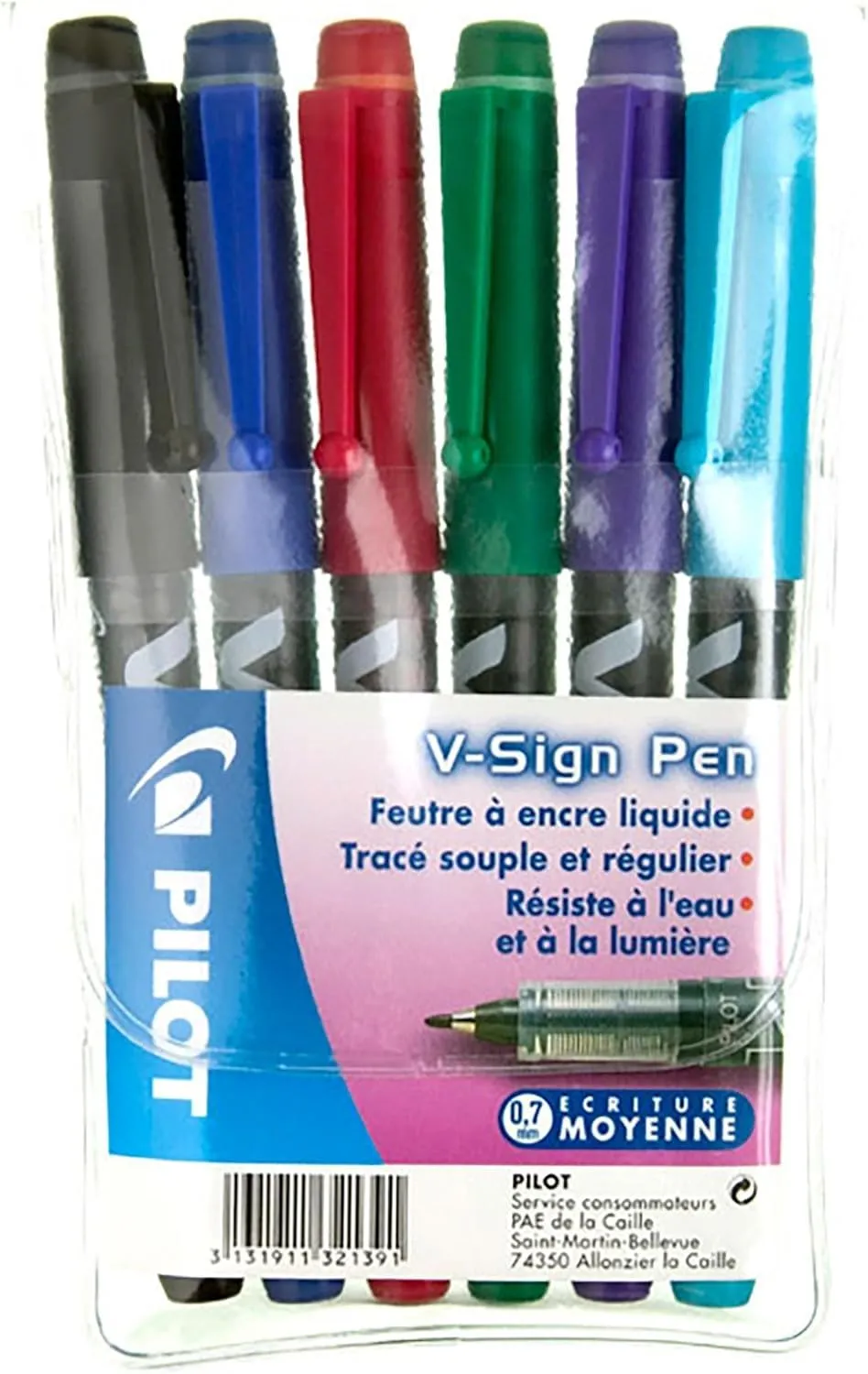 pilot-v-sign-pen-set-6-pennarelli-inchiostro-liquido-punta-media image 1