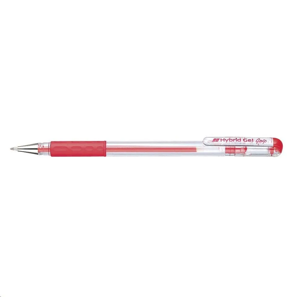 pentel-hybrid-gel-grip-roller-gel-rosso-0-6-mm-confezione-da-12-pezzi image 1