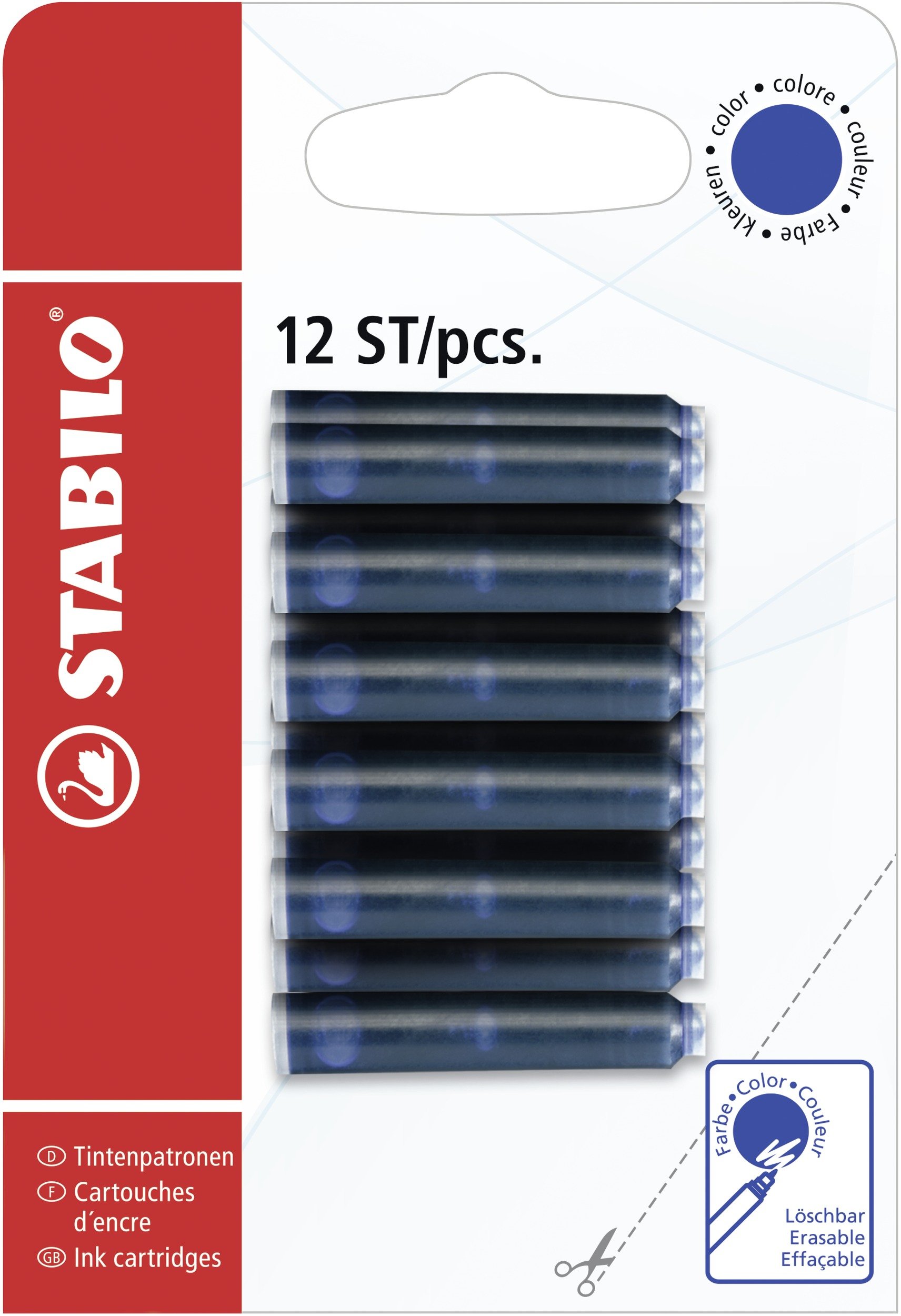 stabilo-refill-cartuccia-per-penna-roller-e-stilografica-0-5-mm-blu image 1