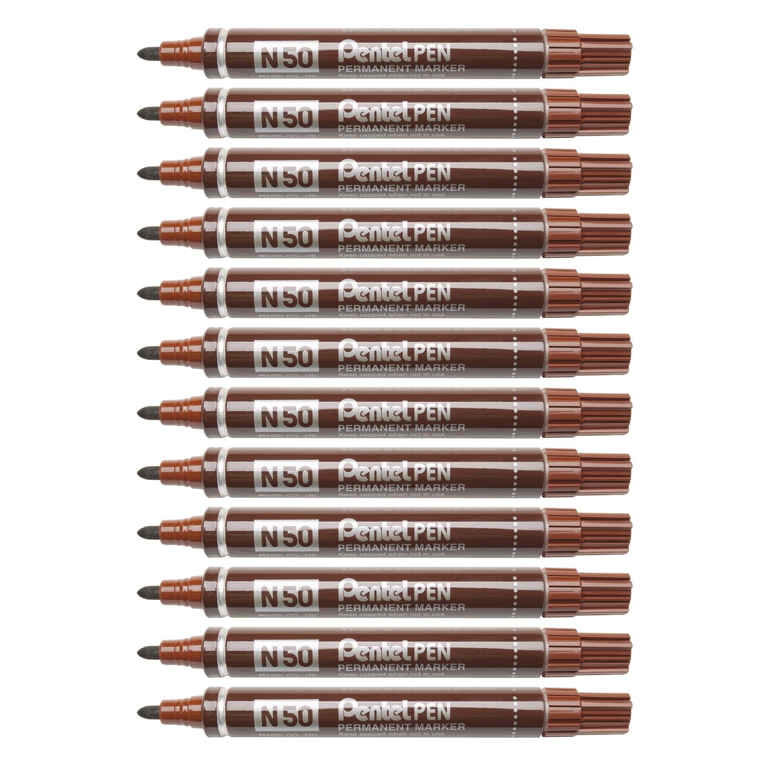 pentel-n50-marcatore-permanente-punta-conica-marrone-12-pezzi image 1
