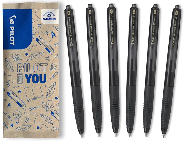 pilot-super-grip-g-penna-a-sfera-nera-punta-media-set-da-6-pezzi image 1
