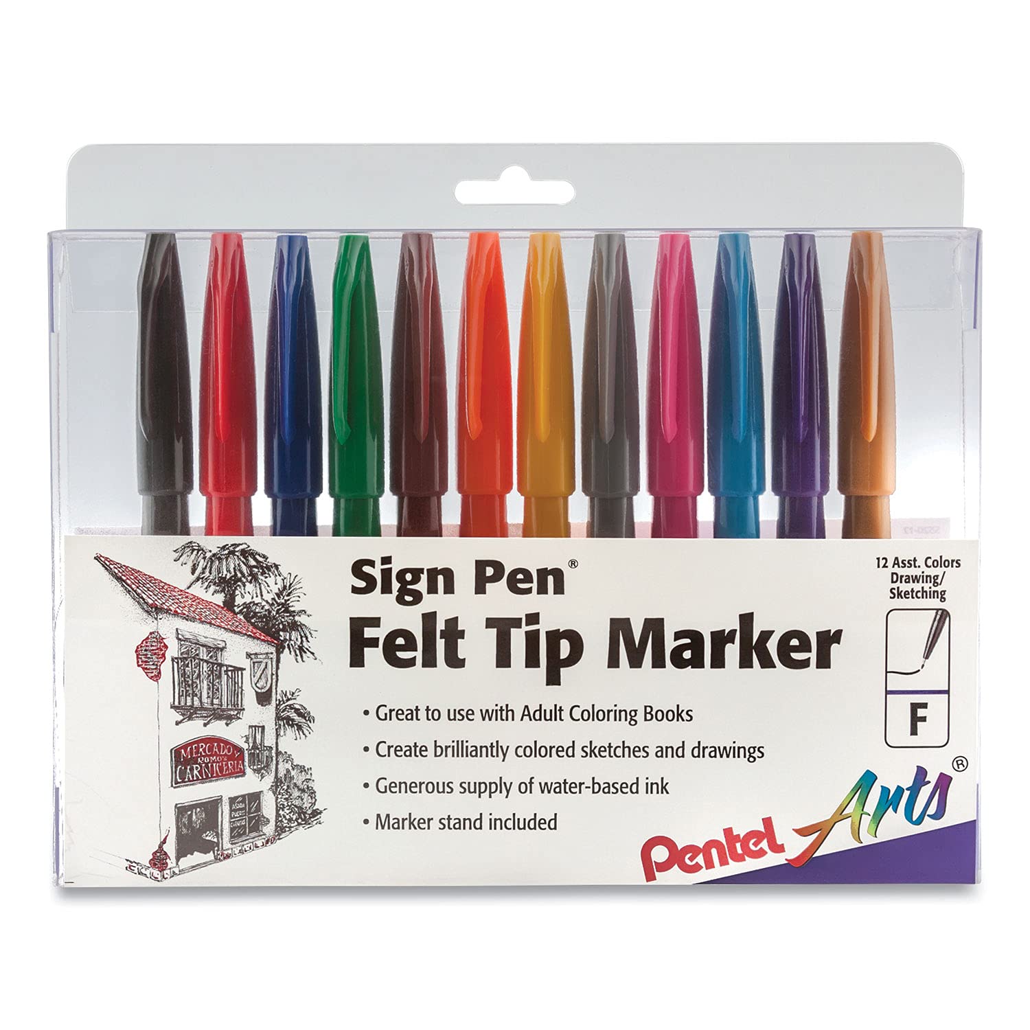 pentel-sign-pen-s520-pennarello-punta-fibra-2-0-mm-nero-confezione-12-pz image 7
