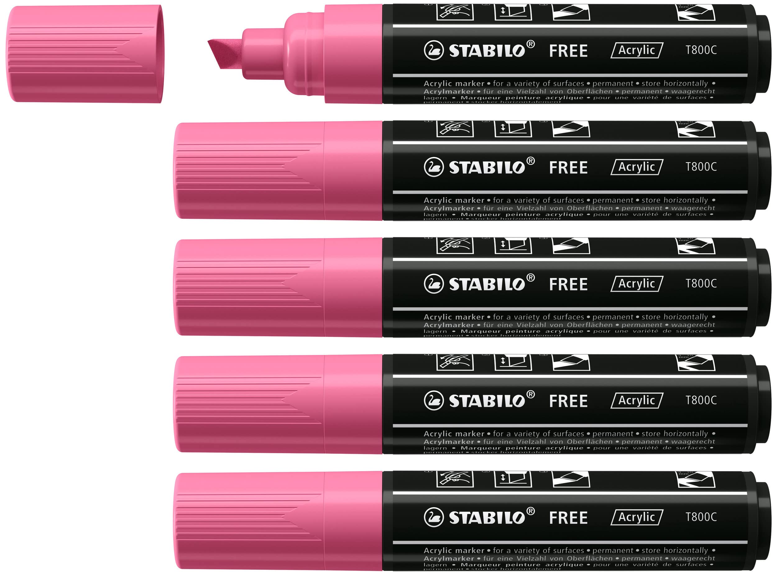stabilo-free-acrylic-t800c-marker-acrilico-punta-a-scalpello-4-10-mm-confezione- image 1