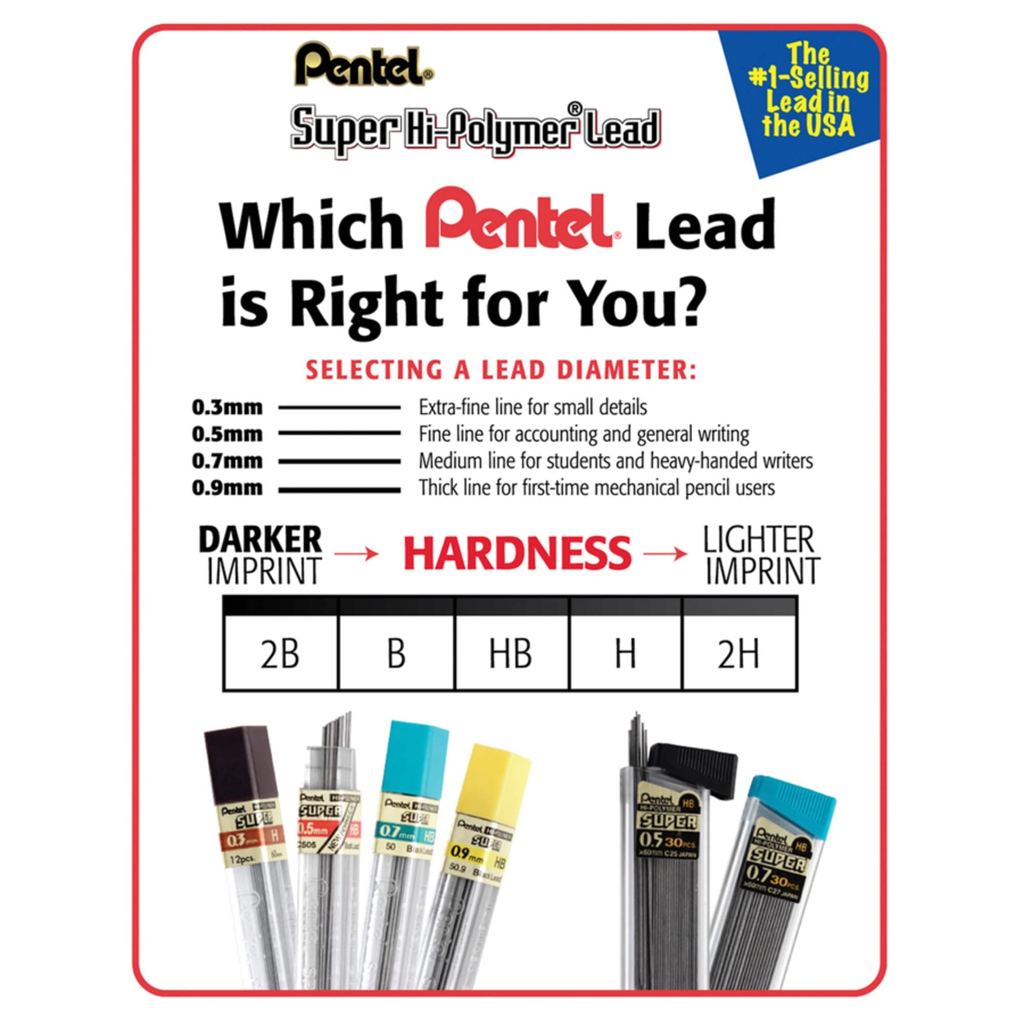 pentel-super-hi-polymer-mine-0-7-mm-hb-12-astucci-da-12-mine image 4