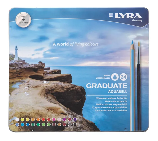 lyra-graduate-aquarell-matite-acquerellabili-24-colori-assortiti-in-astuccio-met image 1