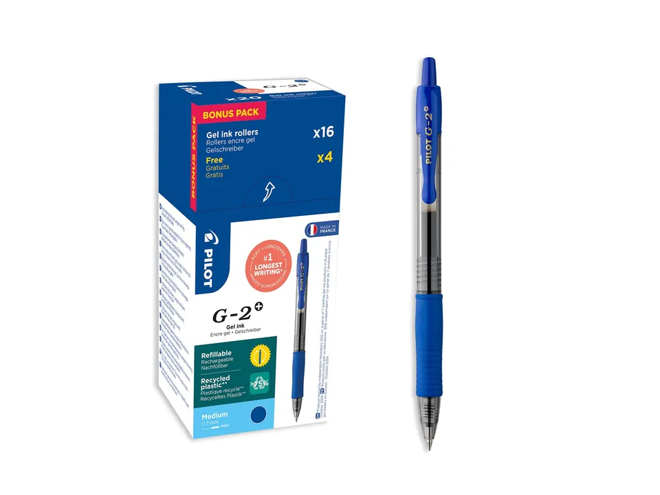 pilot-g2-plus-roller-gel-retrattile-0-7-mm-blu-set-20-pezzi image 1