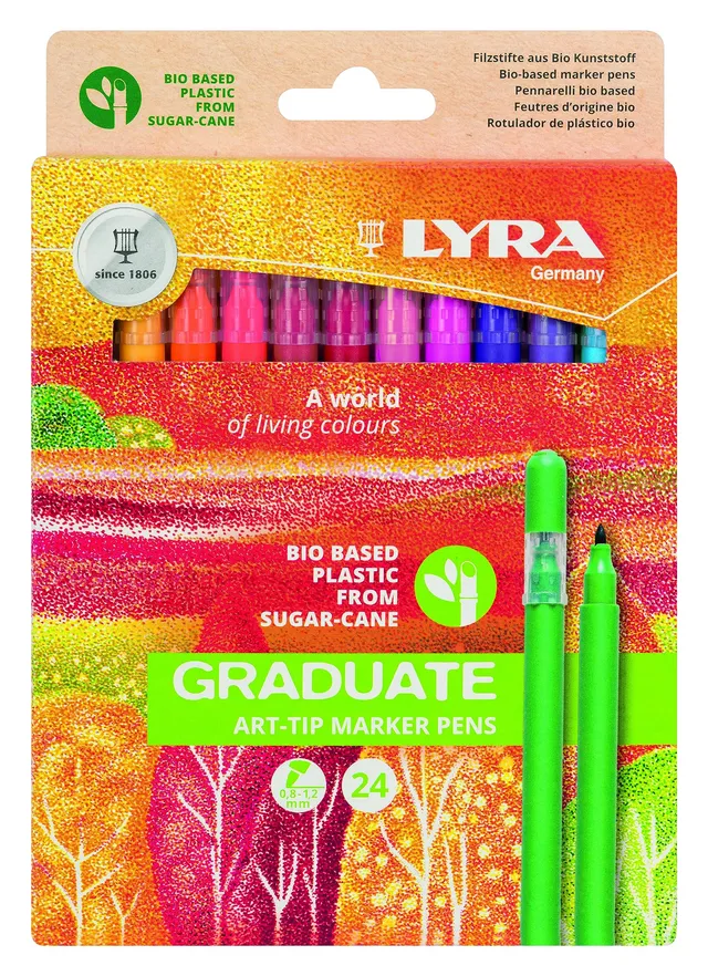 lyra-graduate-art-tip-pennarelli-doppia-punta-confezione-24-colori-assortiti image 1