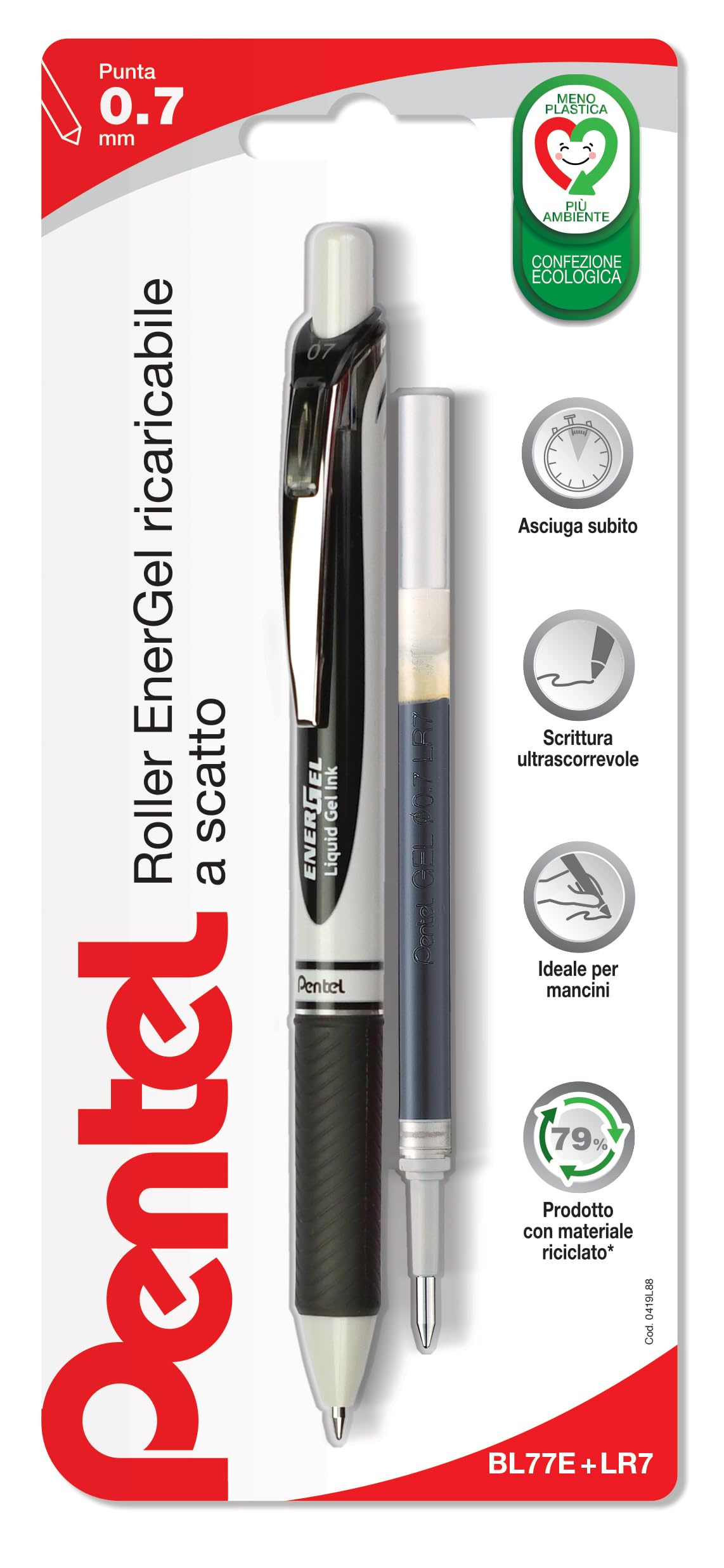 pentel-bl77e-energel-mx-roller-a-scatto-0-7-mm-nero-refill image 1