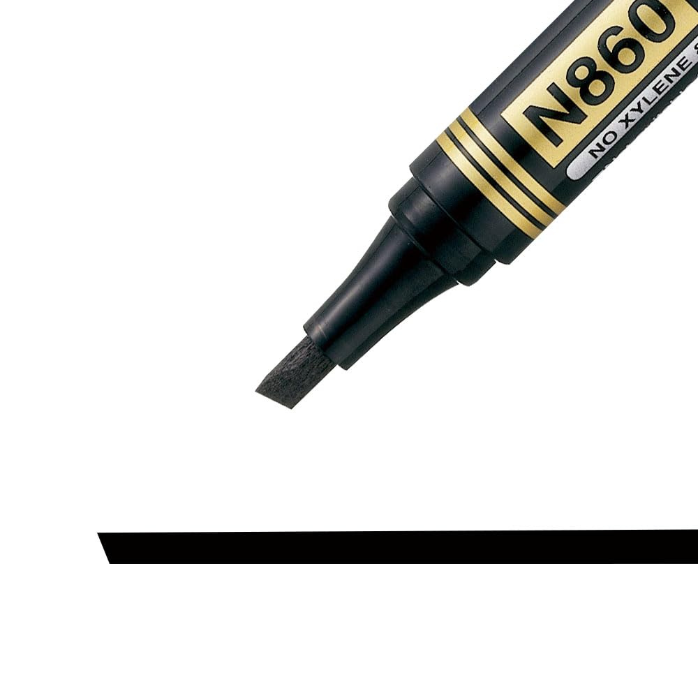 pentel-n860-marcatore-permanente-punta-scalpello-nero-confezione-12-pezzi image 3