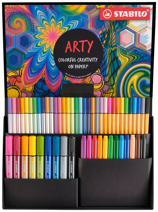 stabilo-arty-creative-set-cofanetto-55-pezzi-pen-68-brush-point-88-pointmax image 1