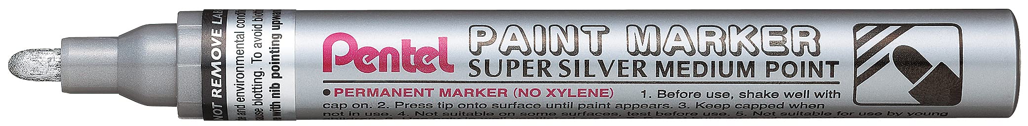 pentel-paint-marker-mmp10-punta-media-4-5-mm-argento-12-pezzi image 1
