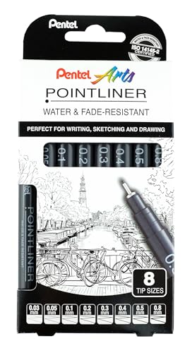 pentel-pointliner-s20p-fineliner-neri-set-8-punte-0-03-0-8-mm-pigment-liner image 8