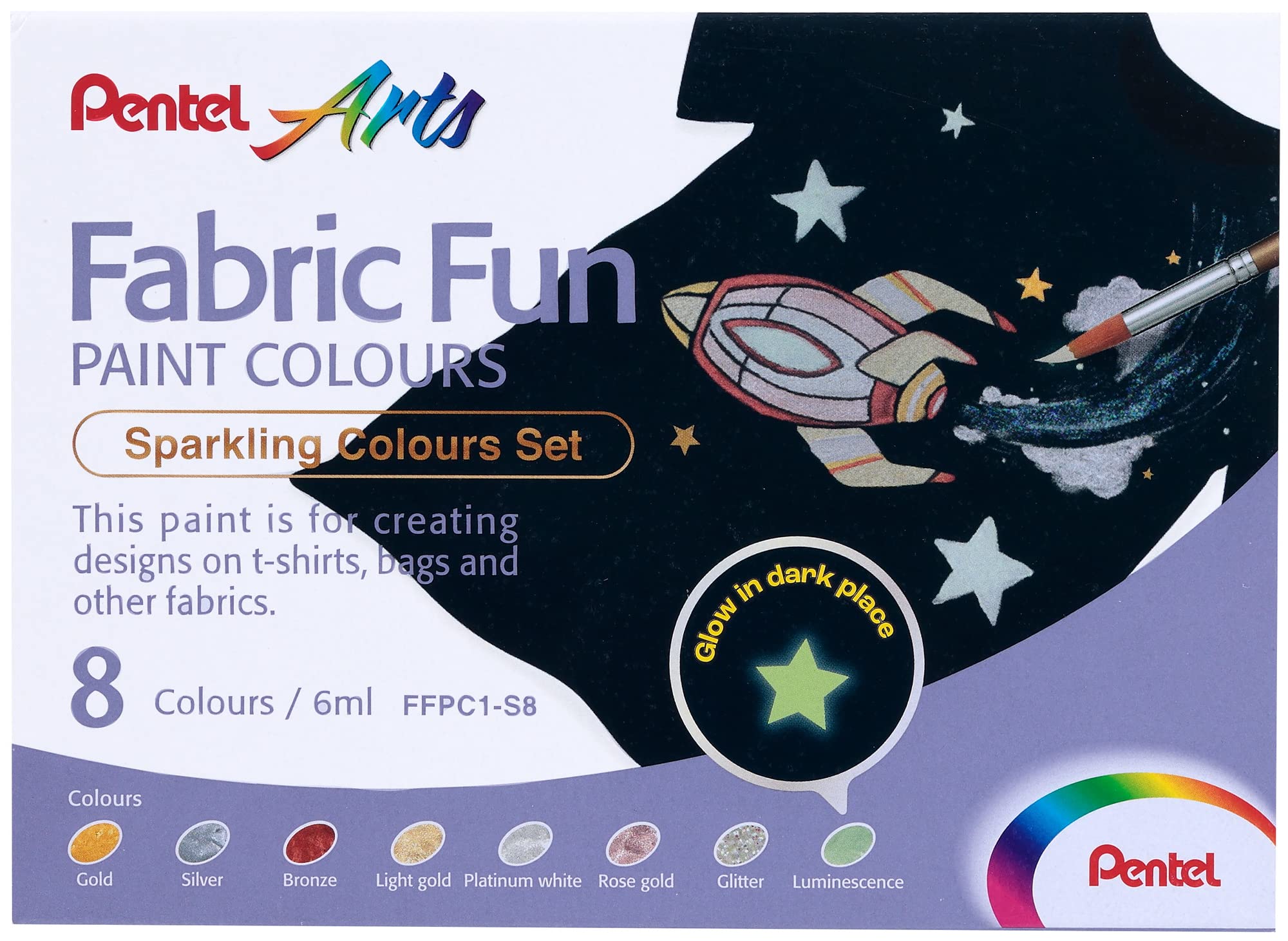 pentel-fabric-fun-fluo-ffpc1-set-colori-per-tessuto-t-shirt-s-e-roller-nero image 6
