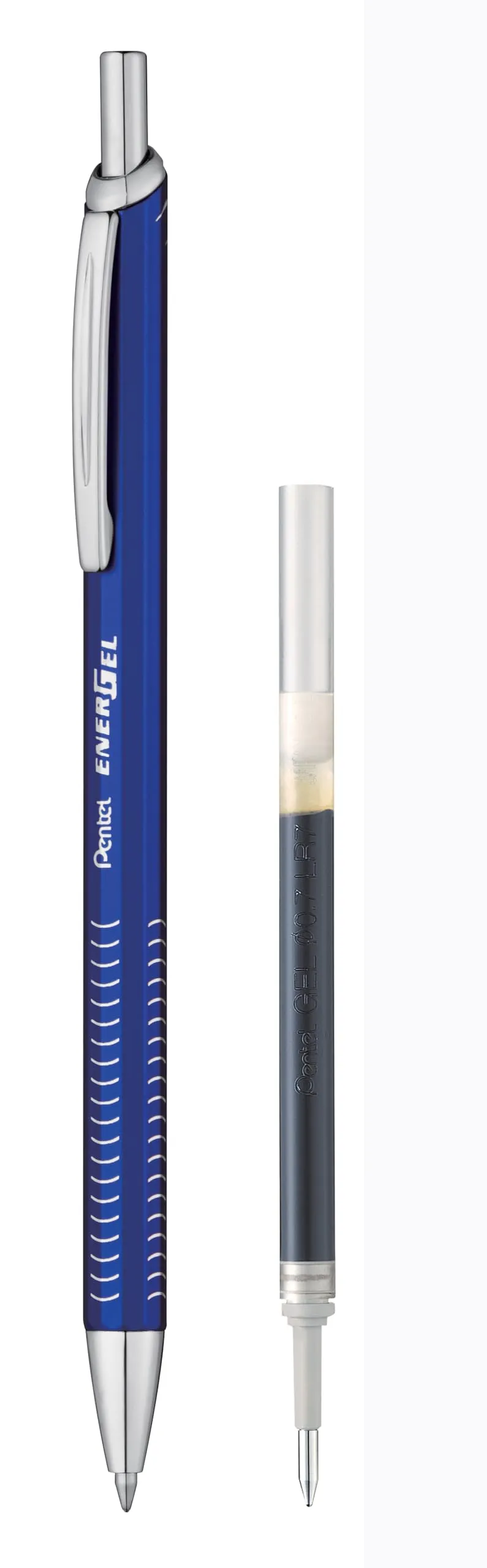 pentel-energel-metal-slim-bln447-penna-gel-a-scatto-nera-con-refill-omaggio image 1