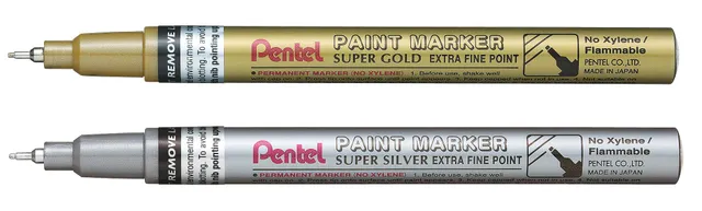 pentel-mfp10-marcatore-a-vernice-permanente-punta-extra-fine-0-6-mm-oro-e-argent image 1