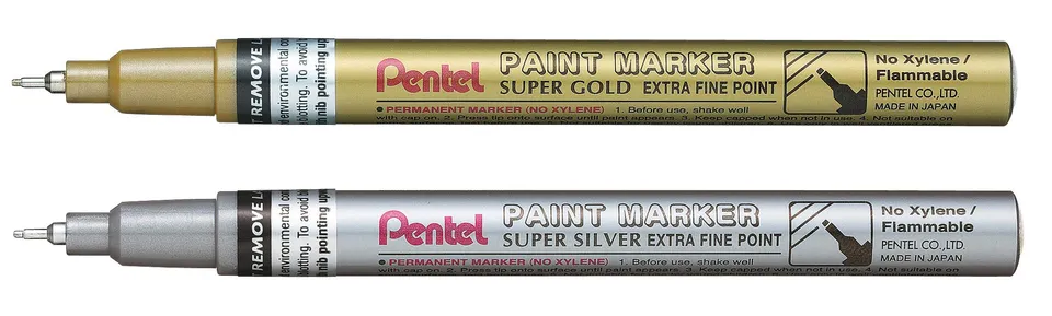 pentel-mfp10-marcatore-a-vernice-permanente-punta-extra-fine-0-6-mm-oro-e-argent image 1