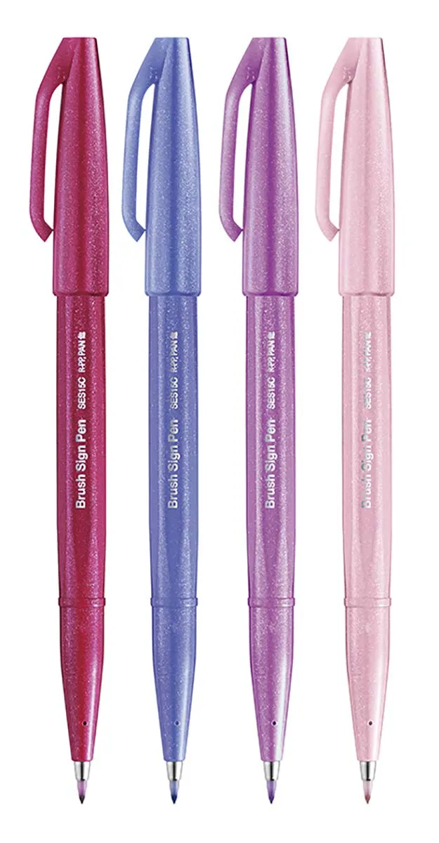 pentel-ses15c-brush-sign-pen-set-4-pezzi-colori-primavera image 1