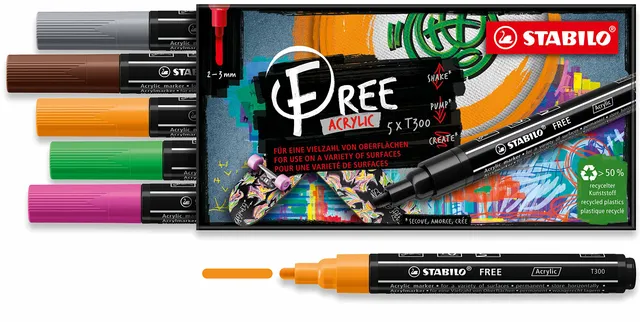stabilo-free-acrylic-t300-marker-acrilico-punta-rotonda-2-3-mm-vintage-edition-a image 1
