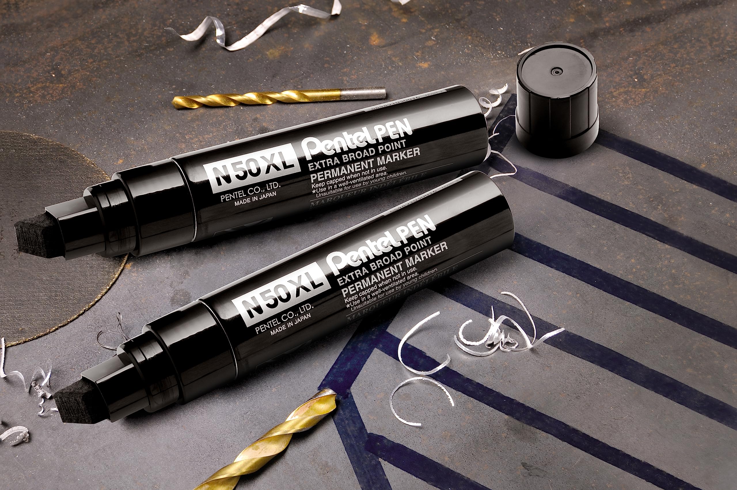 pentel-n50xl-marcatore-permanente-punta-scalpello-gigante-nero-1-pz image 3