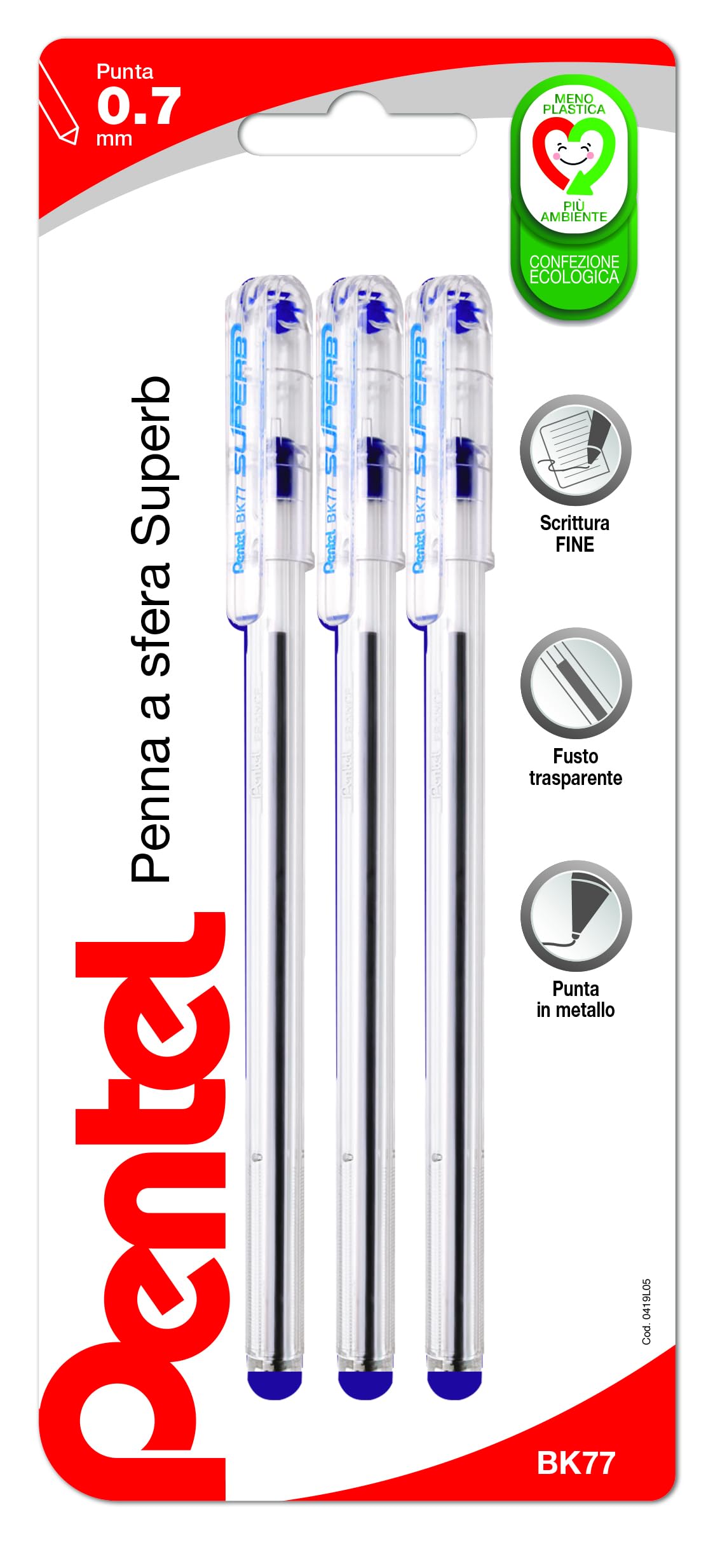 pentel-superb-bk77-penna-a-sfera-0-7-mm-nero-6-pezzi image 7