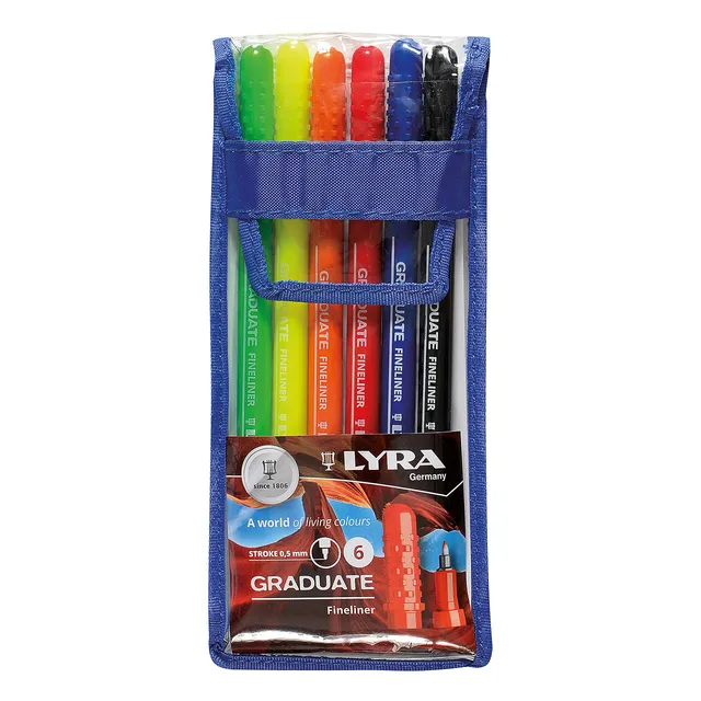 lyra-graduate-fineliner-colori-assortiti-6-pezzi-hang-wallet image 1