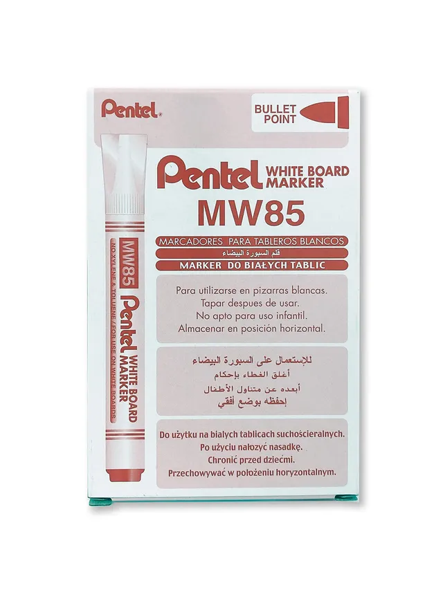 pentel-mw85-white-marker-amiko-marcatore-lavagna-bianca-punta-conica-12-pezzi-ro image 1
