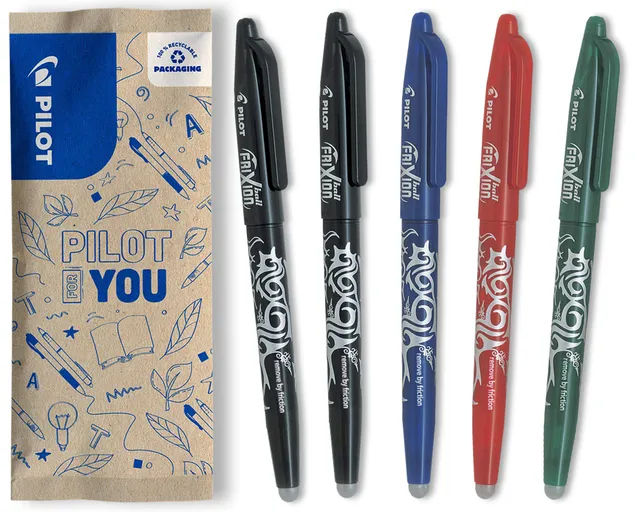 pilot-frixion-ball-07-penna-cancellabile-ricaricabile-set-5-pezzi-nero-blu-rosso image 1