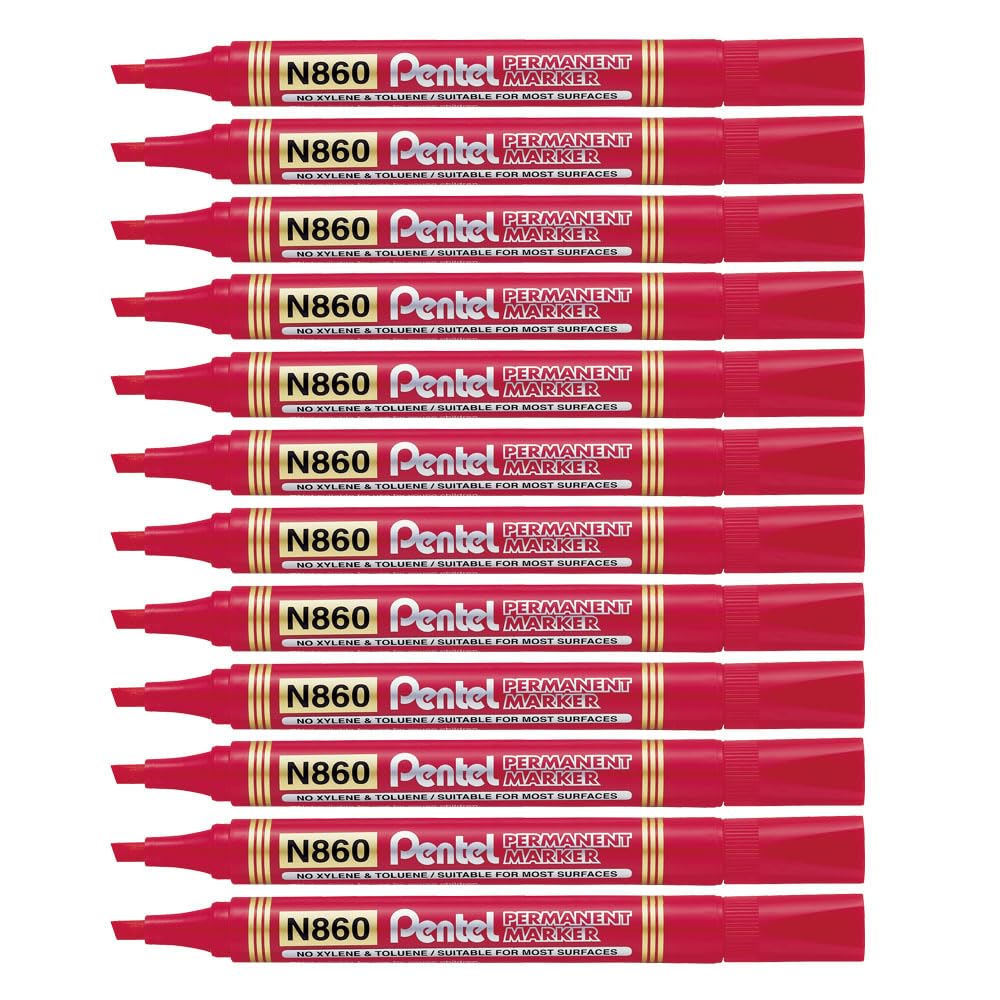 pentel-n860-marcatore-permanente-punta-scalpello-nero-confezione-12-pezzi image 7