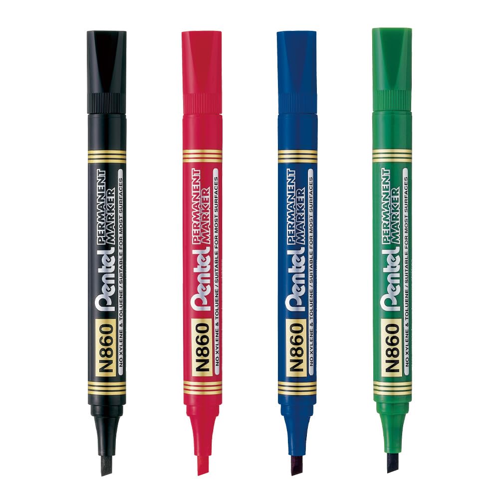 pentel-n860-marcatore-permanente-punta-scalpello-nero-confezione-12-pezzi image 6