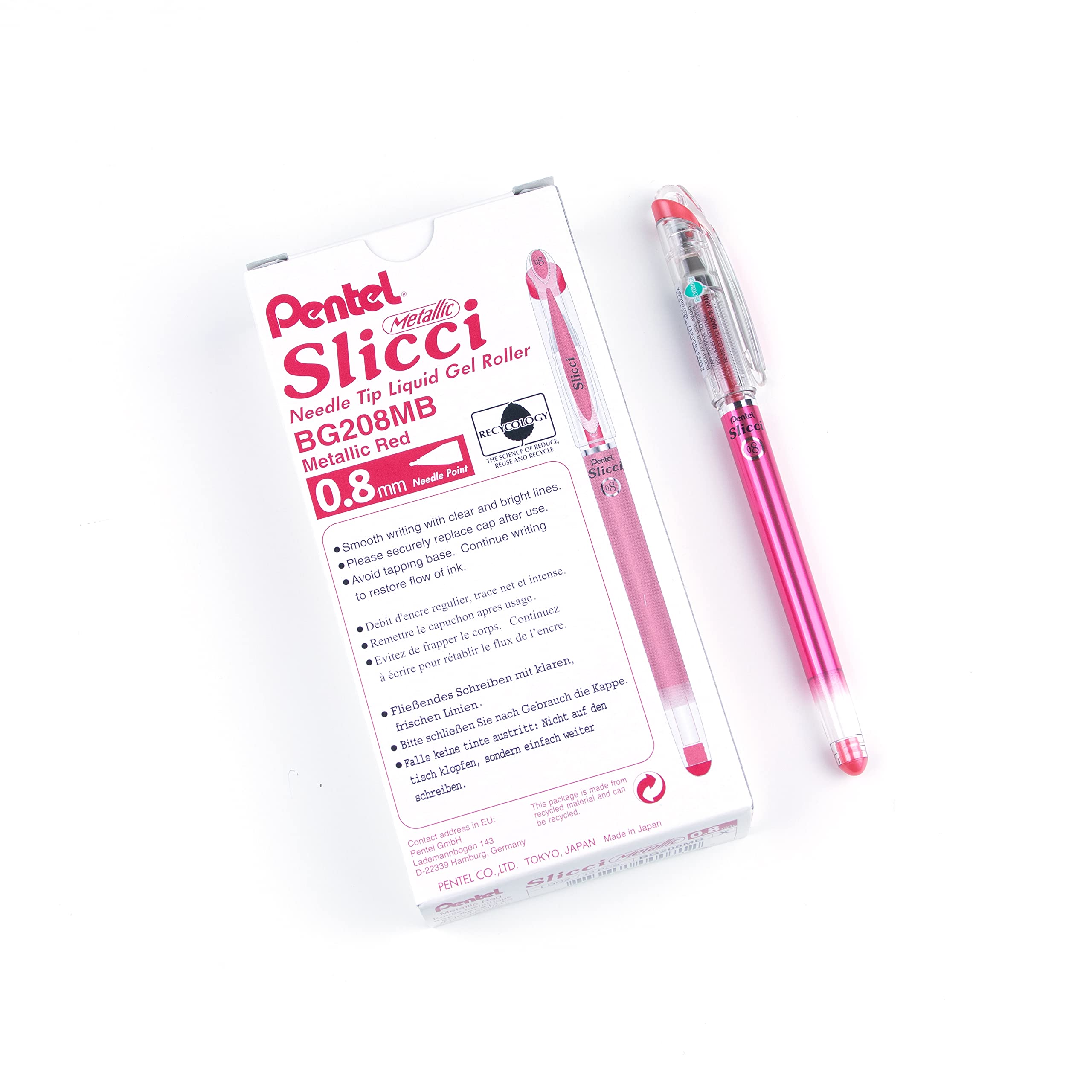 pentel-bg208-slicci-metallic-oro-0-8-mm-confezione-12-penne-gel image 6