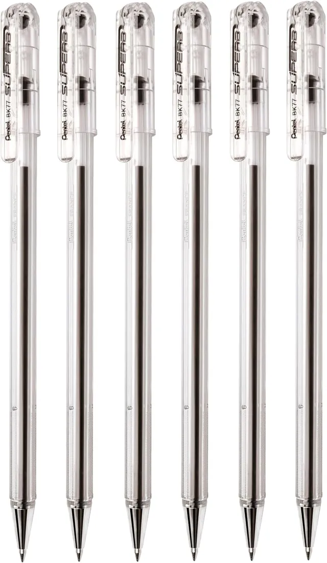 pentel-superb-bk77-penna-a-sfera-0-7-mm-nero-6-pezzi image 1