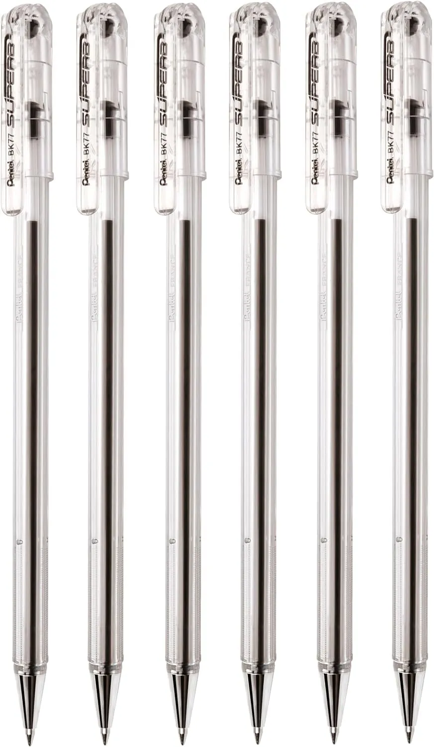 pentel-superb-bk77-penna-a-sfera-0-7-mm-nero-6-pezzi image 1