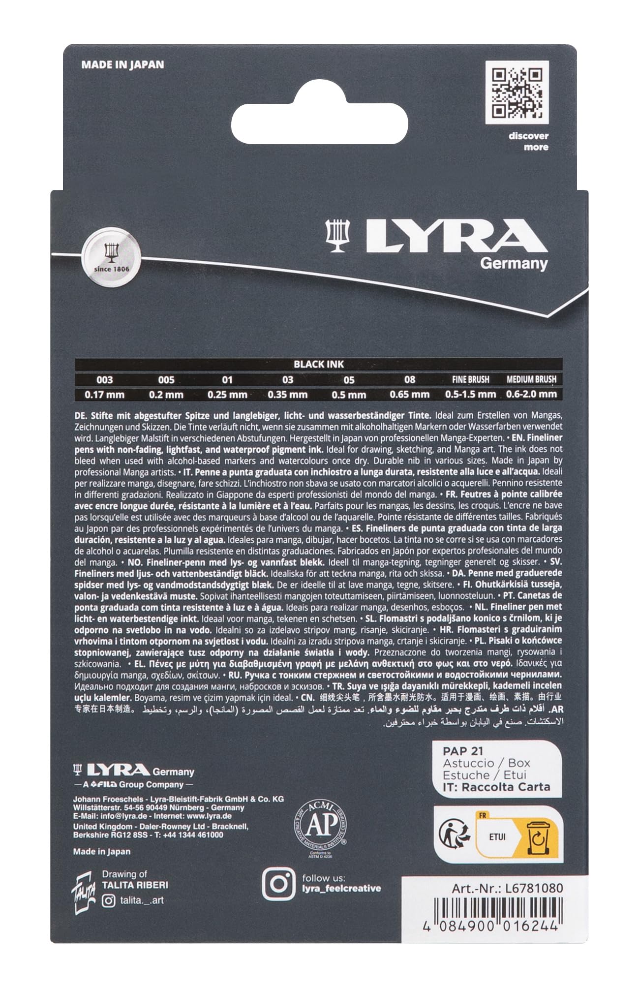 lyra-graduate-mangapen-fineliner-neri-8-pz-0-17-0-65-mm-brush image 2